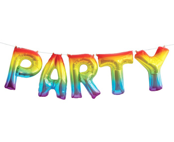 Balony foliowe 16" fraza "Party" tęczowa