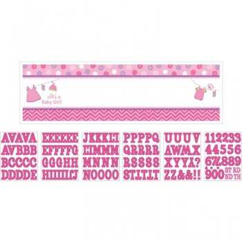 Pierwsze Pranie dziewczynki - Baner personalizowany 1,6m + 120 naklejek