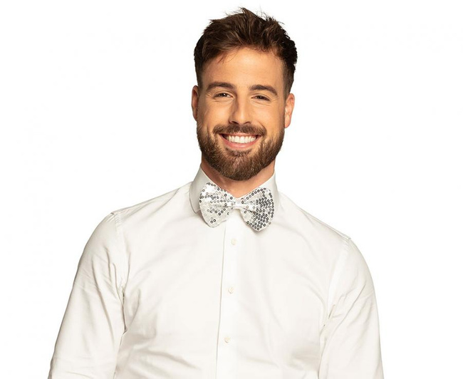 Muszka Sylwestrowa w cekiny srebrna