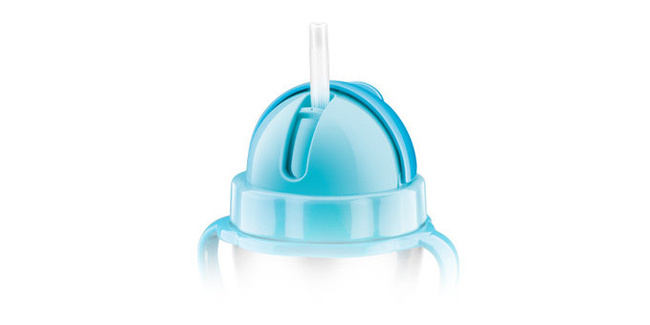 Bambini Termos ze słomką 300ml srebrno / różowy