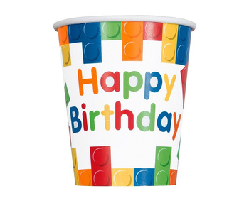 Klocki - Kubeczki papierowe 270ml  Happy Birthday 8 sztuk