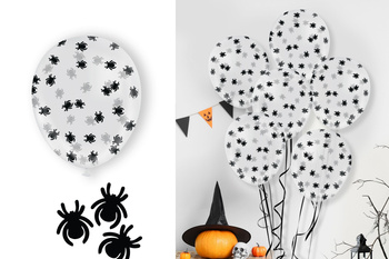 Balony 12" wypełnione konfetti pająki 10 sztuk