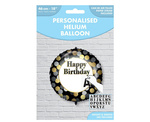 Balon foliowy 18" Happy Birthday personalizowany, czarny