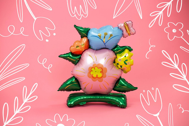 Balon stojący AIR 33" Bukiet tropikalnych kwiatów