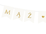 Baner ślubny "Mąż Żona" biało / złoty 1,1m
