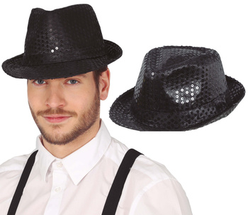 Kapelusz w cekiny - Czarny