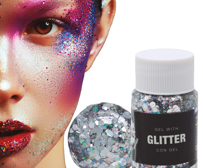 Brokat w żelu 20g - srebrny