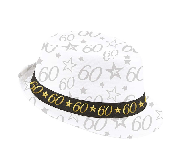 Kapelusz urodzinowy biały, numer 60