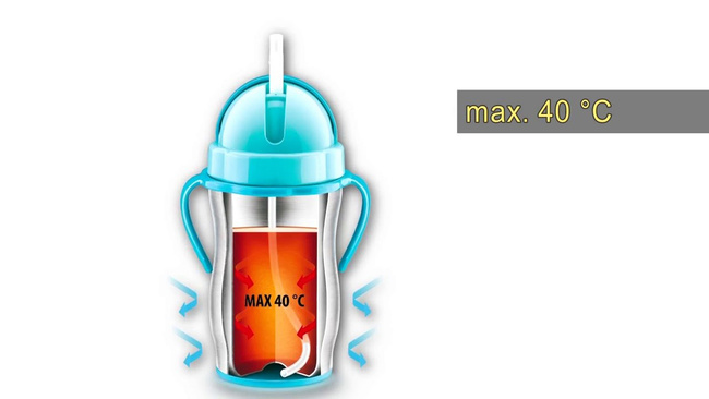 Bambini Termos ze słomką 300ml srebrno / różowy