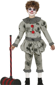 Kostium dziecięcy Klaun zabójca, szara bluzka i spodnie