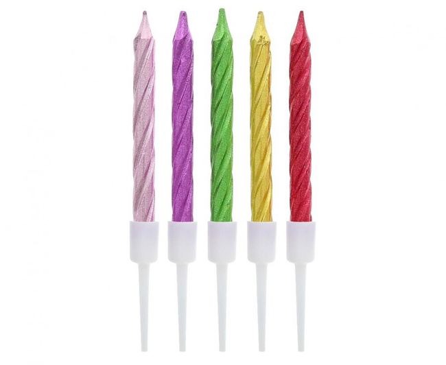 Świeczki urodzinowe spiralne metalizowane 10 sztuk