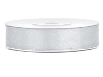 Tasiemka satynowa 1,2cm 25m srebrna