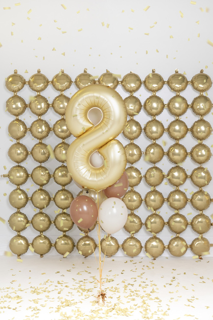 Balon foliowy 34" mat złoty numer 8
