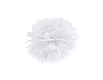 Pompon bibułowy 25cm - biały