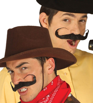 Wąsy "Kowboja" zawinięte czarne