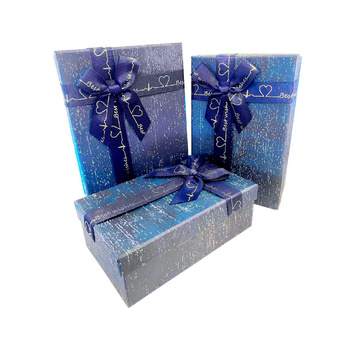 Pudełko ozdobne prostokątne 11037684 - niebieskie z kokardą