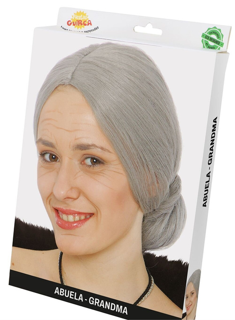 Peruka "Starsza Pani z koczkiem" siwa