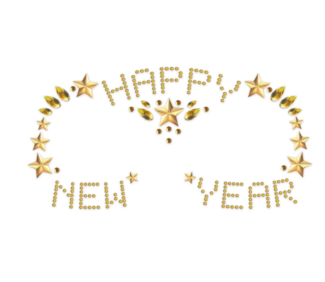 Kryształki do twarzy HAPPY NEW YEAR złote naklejki 3D
