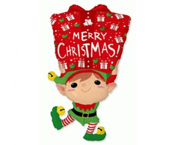 Balon foliowy 24" Elf z prezentem Merry Christmas