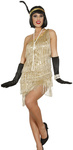 Kostium "Flapper Girl lata 20te" złota sukienka + opaska