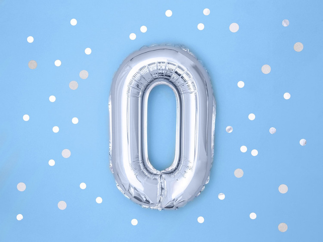Balon foliowy 14" srebrna mini cyfra 0