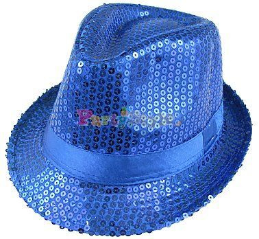 Kapelusz w cekiny - Niebieski