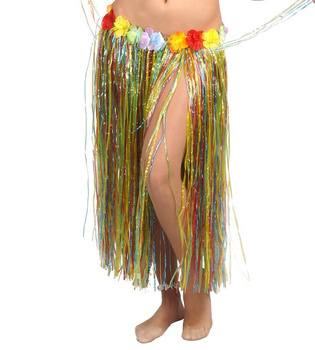 Hawajska spódnica 75cm z kwiatami - wielokolorowa