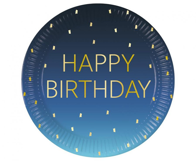 BLUE Happy Birthday - Talerze 23cm 8 sztuk