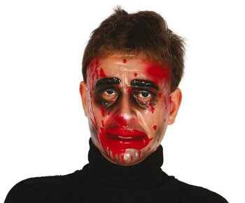 Maska "Zakrwawiony facet" przeźroczysta z krwią