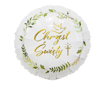 Balon foliowy 18" Chrzest Święty, gołąbek i krzyż