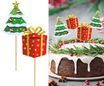 Dekoracja Bufetu - Topper "Choinka + Prezent" 12 sztuk