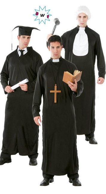 Kostium Toga 3w1: Ksiądz, sędzia, absolwent