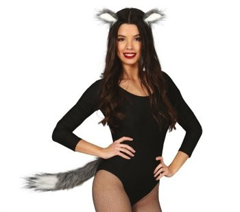 Zestaw Wilk: uszy na spinkach + ogon