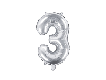 Balon foliowy 14" srebrna mini cyfra 3