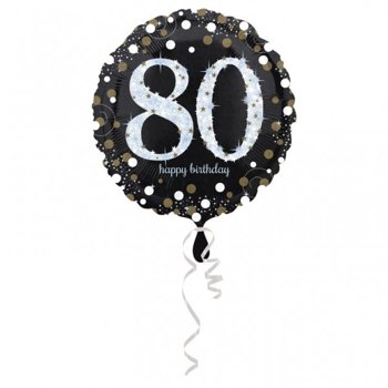 Balon foliowy 18" Urodzinowy cyfra 80 czarny holograficzny