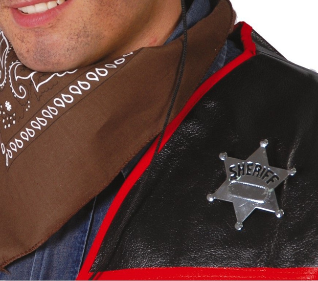 Akcesoria Szeryfa - Odznaka metalowa, srebrna SHERIFF