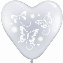 Balon 15" serce z motylkami