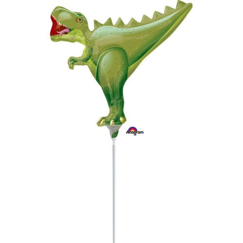 Balon foliowy 14' na patyczku - Dinozaur REX zielony