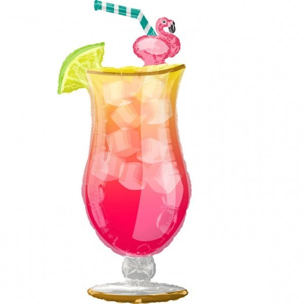 Balon foliowy 29" Drink tropikalny z flamingiem