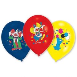 Balony 10" z nadrukiem "Klauny cyrkowe" kolorowe 8 sztuk