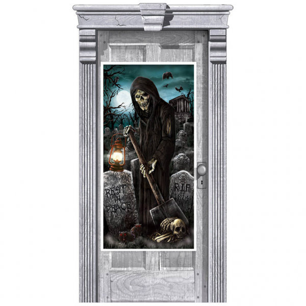 Baner na drzwi Cmentarna kostucha 85x165cm