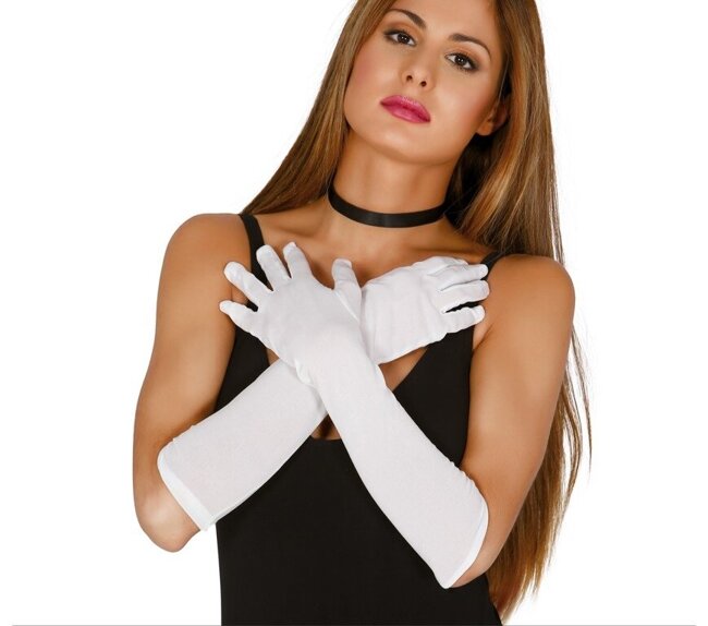 Rękawiczki długie 45cm - białe
